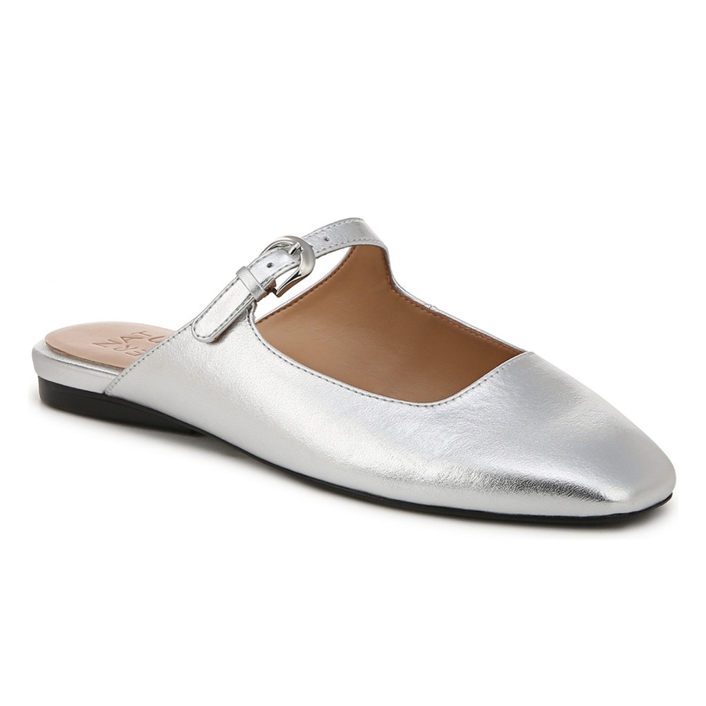 Naturalizer Silver Metallic Buckle Slip-On Mule